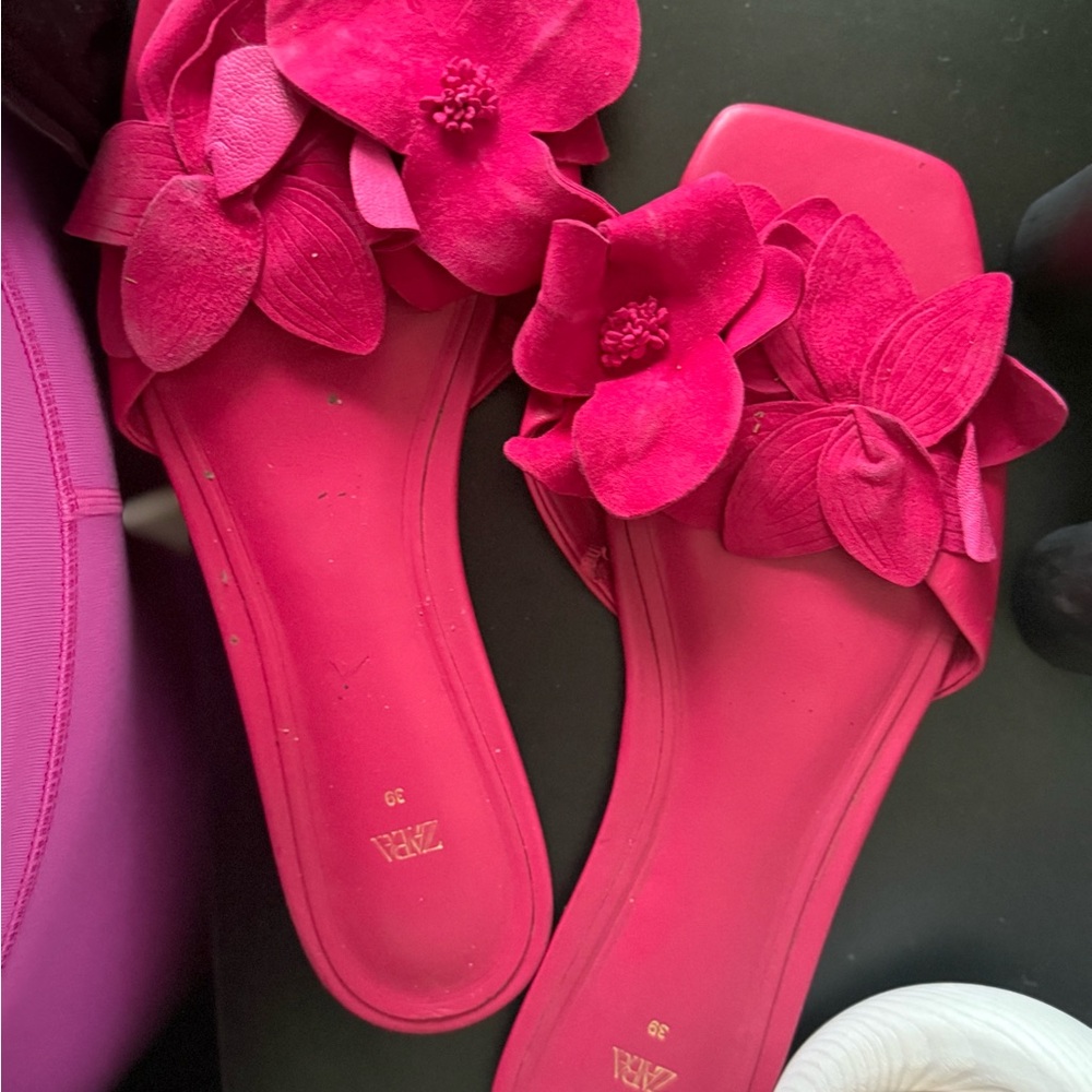 Zara Pink Floral Embellished Sandals
